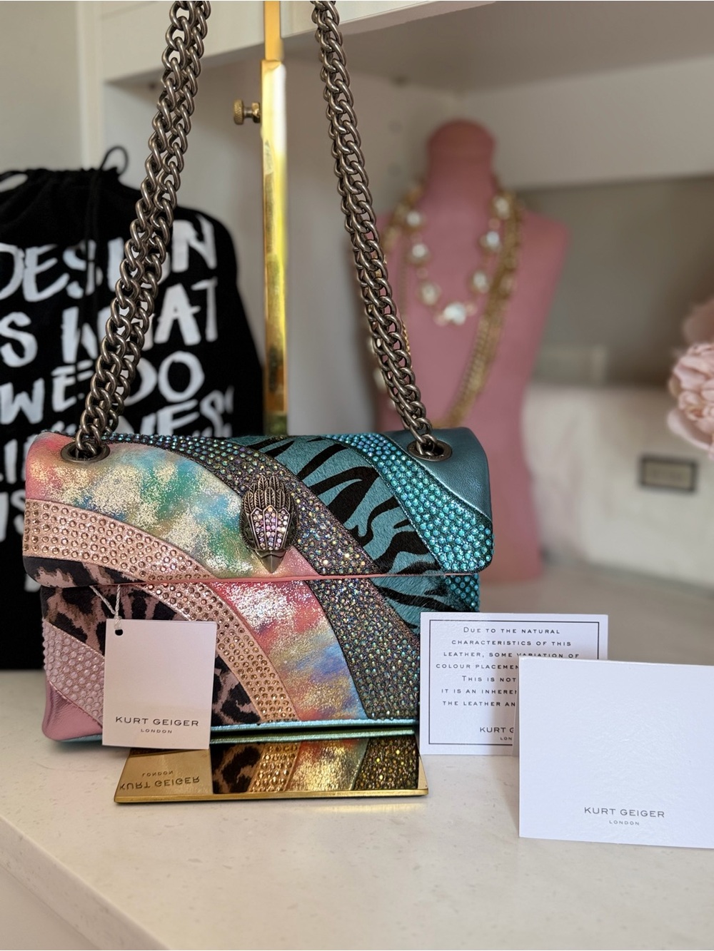 Kurt Geiger Kensington Multicolor Iridescent Animal Print Shoulder Bag - Picture 14 of 14